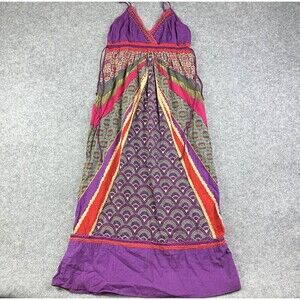 Vasna Desire Babydoll Maxi Dress Womens Small Colorful Boho Festive Y2K Pockets*